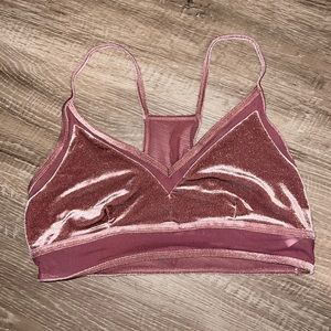 Alo pink velour sports bra, size Large
